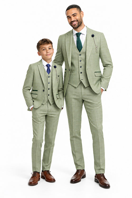 Father & Son Caridi Sage Green 3 Piece Matching Suit