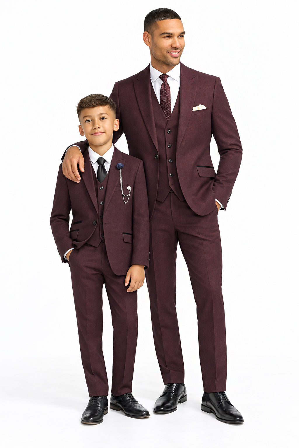 Father & Son Caridi Wine Check 3-Piece Matching Suit