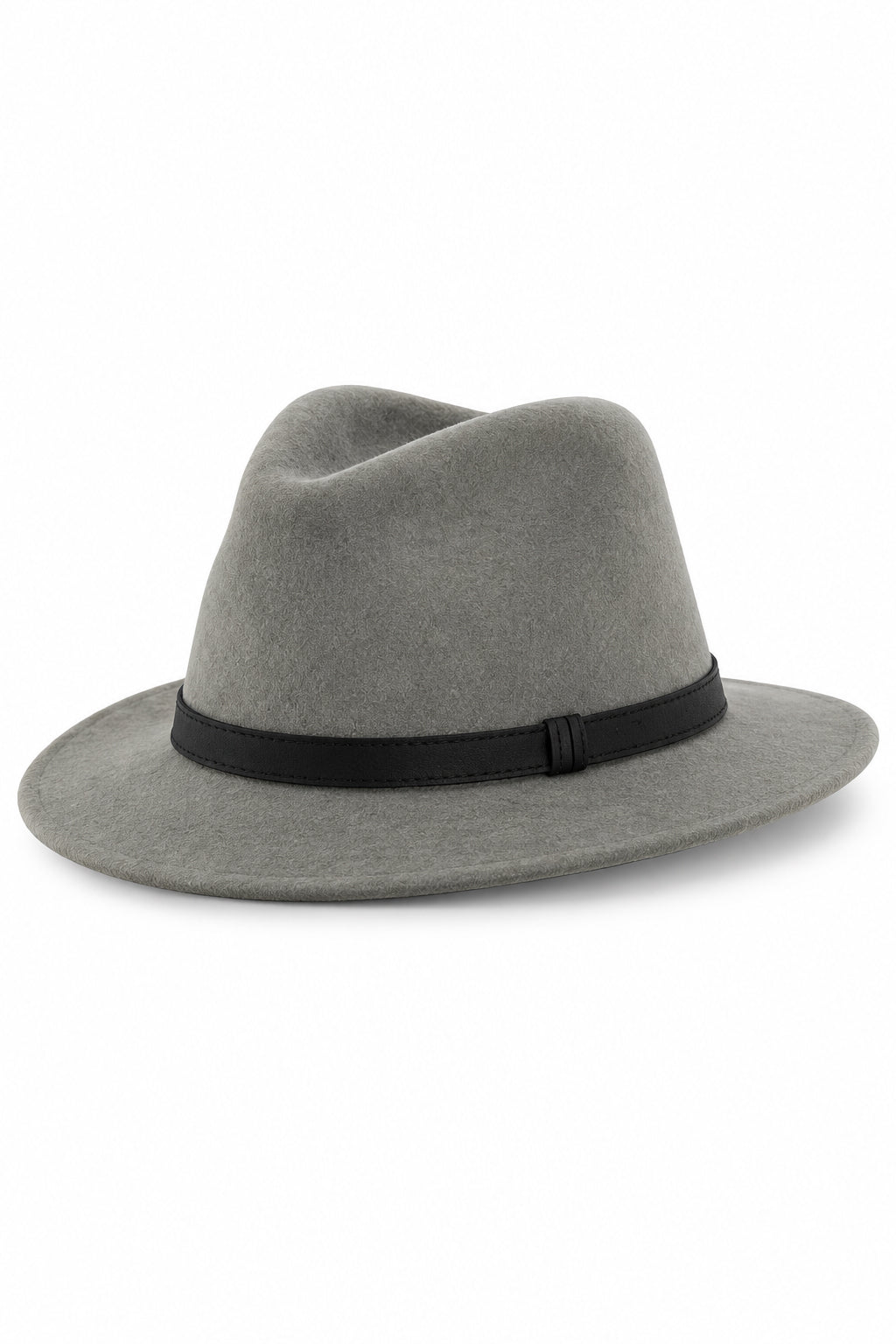 Unisex Wool Crushable Wide Brim Fedora Hat - GREY