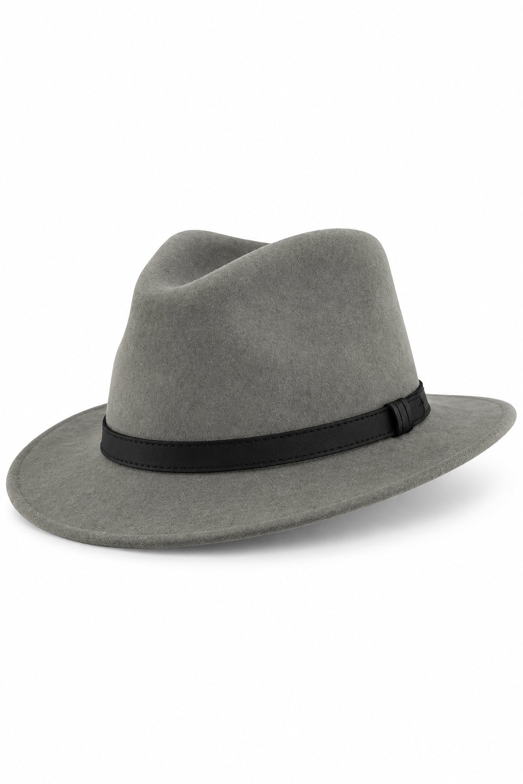 Unisex Wool Crushable Wide Brim Fedora Hat - GREY