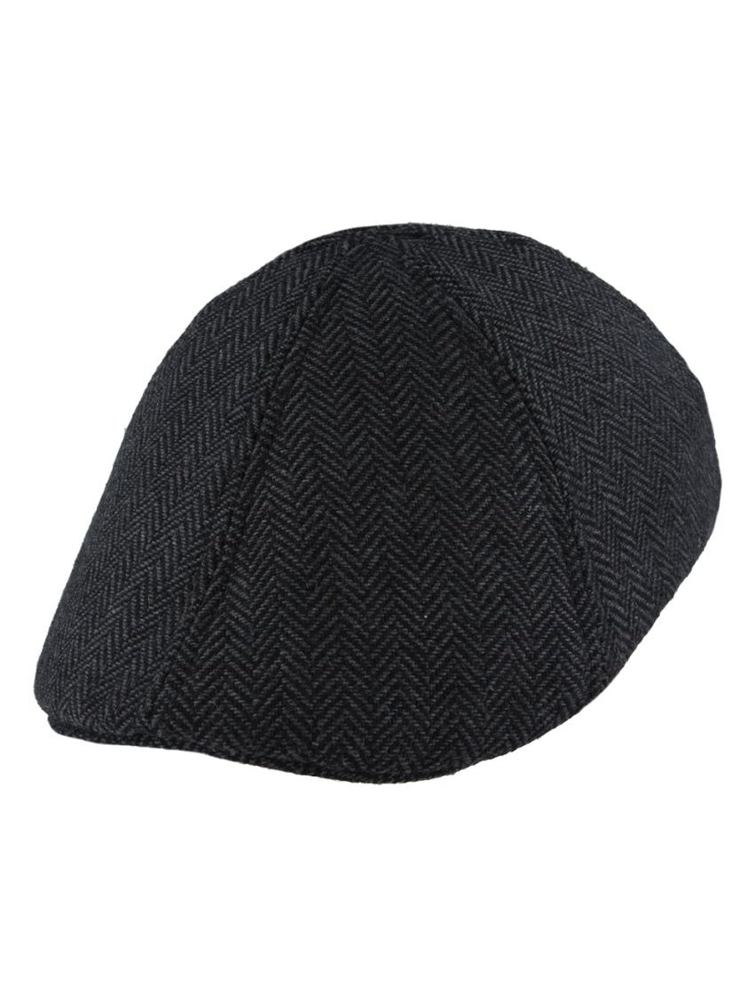 WOOL BLEND HERRINGBONE DUCKBILL FLAT CAP