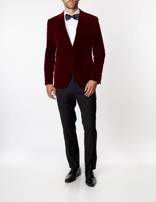 Red velvet blazer with black lapel deals