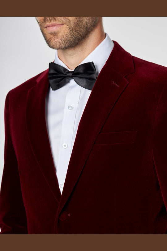 Maroon Velvet Slim Blazer by Captions main image 0