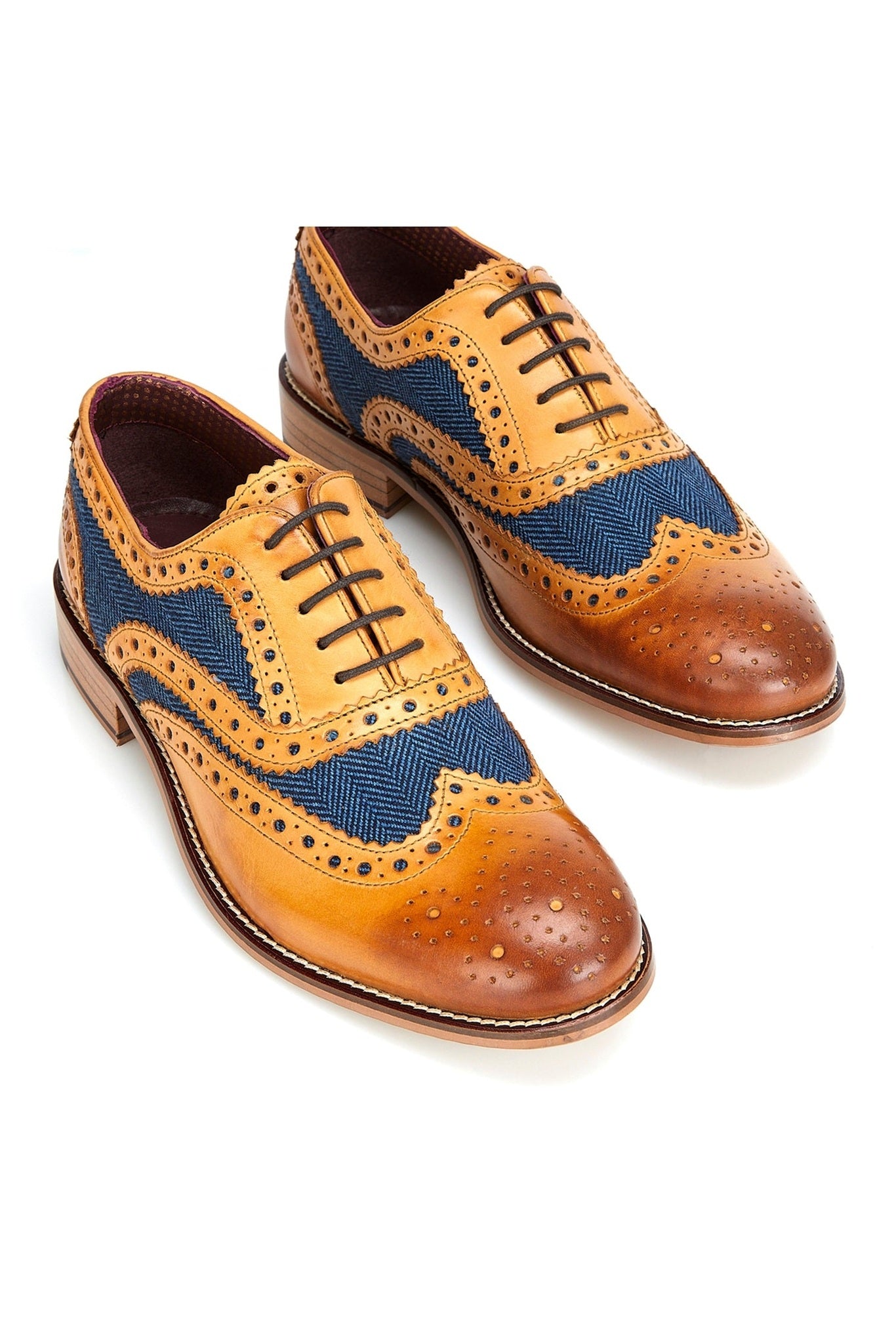 Scarpe da uomo in tweed retrò classiche Oxford formali, stringate vintage, Marrone chiaro, 40 2/3 EU Scarpe da uomo in tweed retrò classiche Oxford formali, stringate vintage, Marrone chiaro, 40 2/3 EU