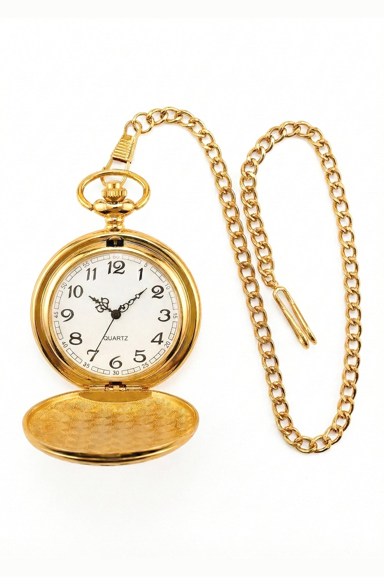 Classic 1920s Retro Pocket Watch & Chain - Gold Plated