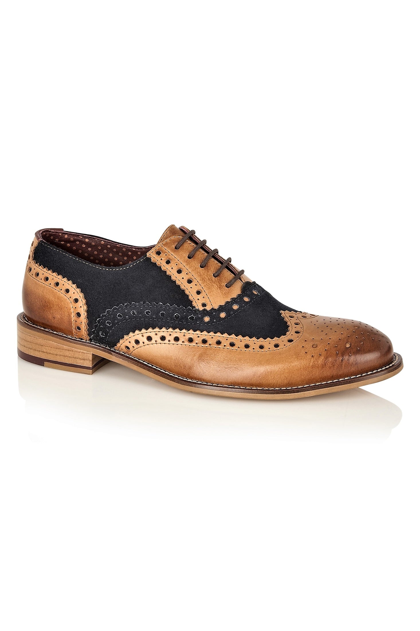 TAN NAVY SUEDE OXFORD BROGUES