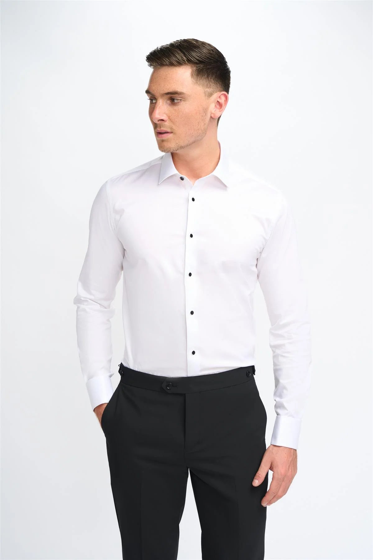 Cavani – Havana Formal Dress Shirt Black Buttons | French Cuff