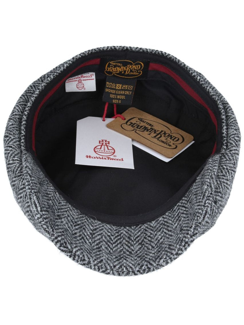 HARRIS TWEED - GREY PURE WOOL TWEED FLAT CAP