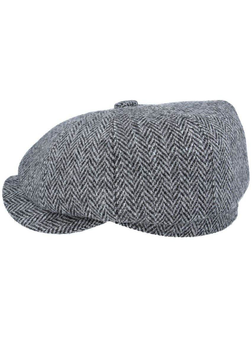 HARRIS TWEED - GREY PURE WOOL TWEED FLAT CAP