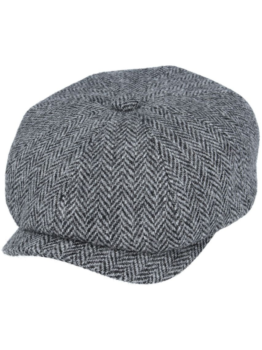 HARRIS TWEED - GREY PURE WOOL TWEED FLAT CAP