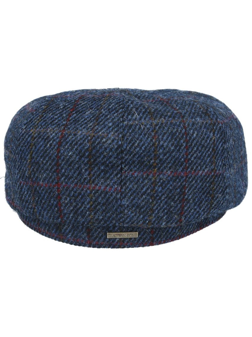 HARRIS TWEED - NAVY  TWEED PURE WOOL FLAT CAP