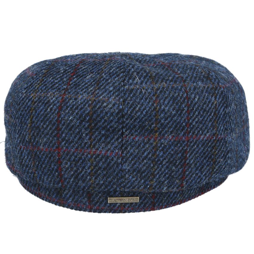 HARRIS TWEED - NAVY  TWEED PURE WOOL FLAT CAP