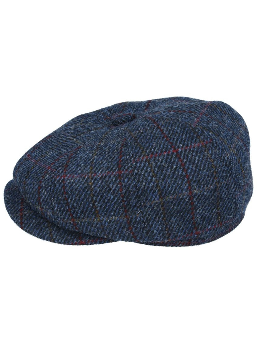 HARRIS TWEED - NAVY  TWEED PURE WOOL FLAT CAP