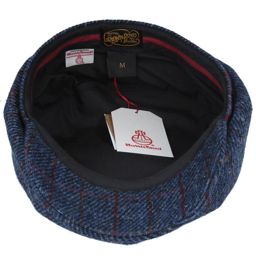 HARRIS TWEED - NAVY  TWEED PURE WOOL FLAT CAP