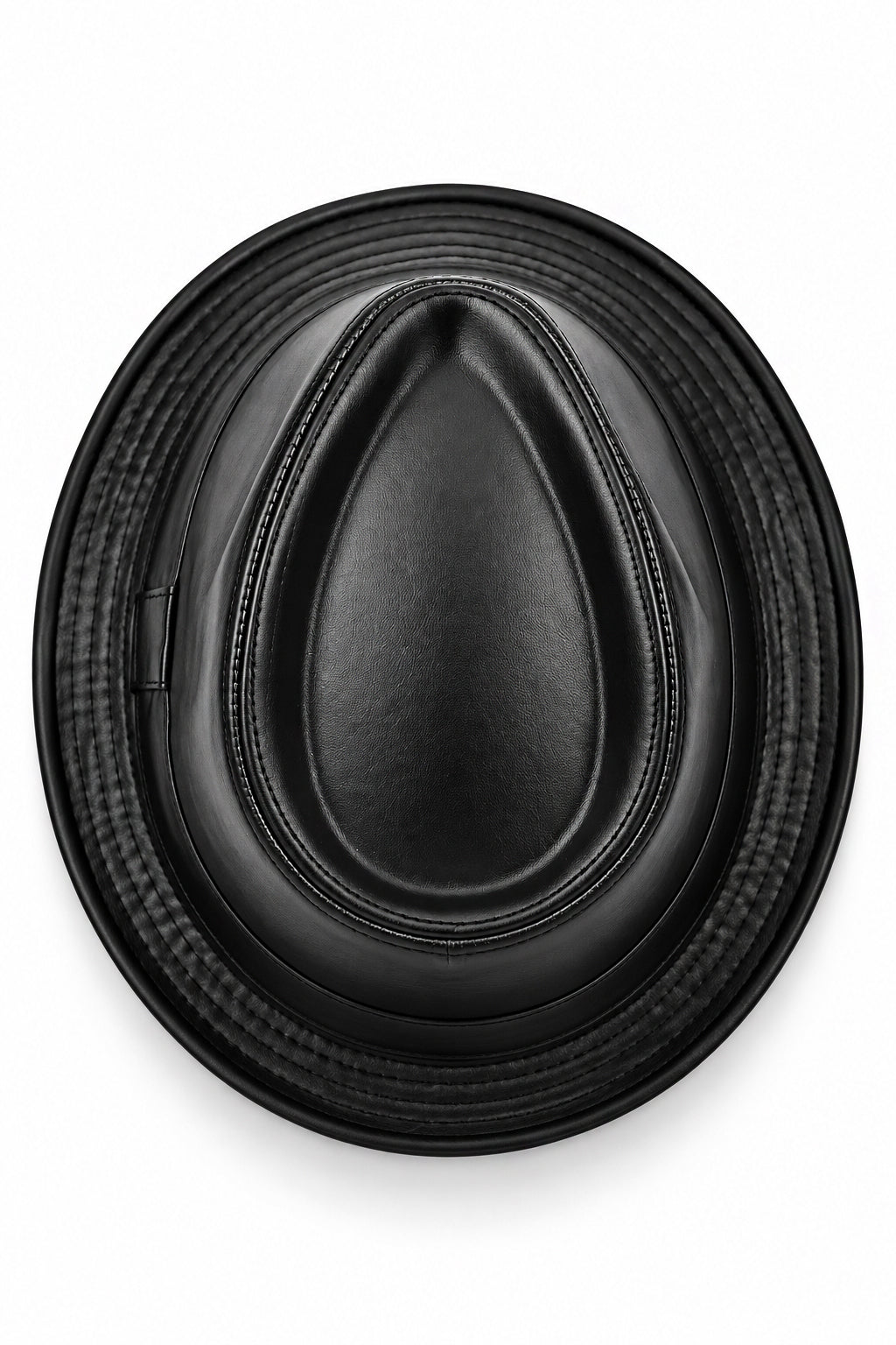 Men’s Black Faux Leather Fedora Trilby Hat