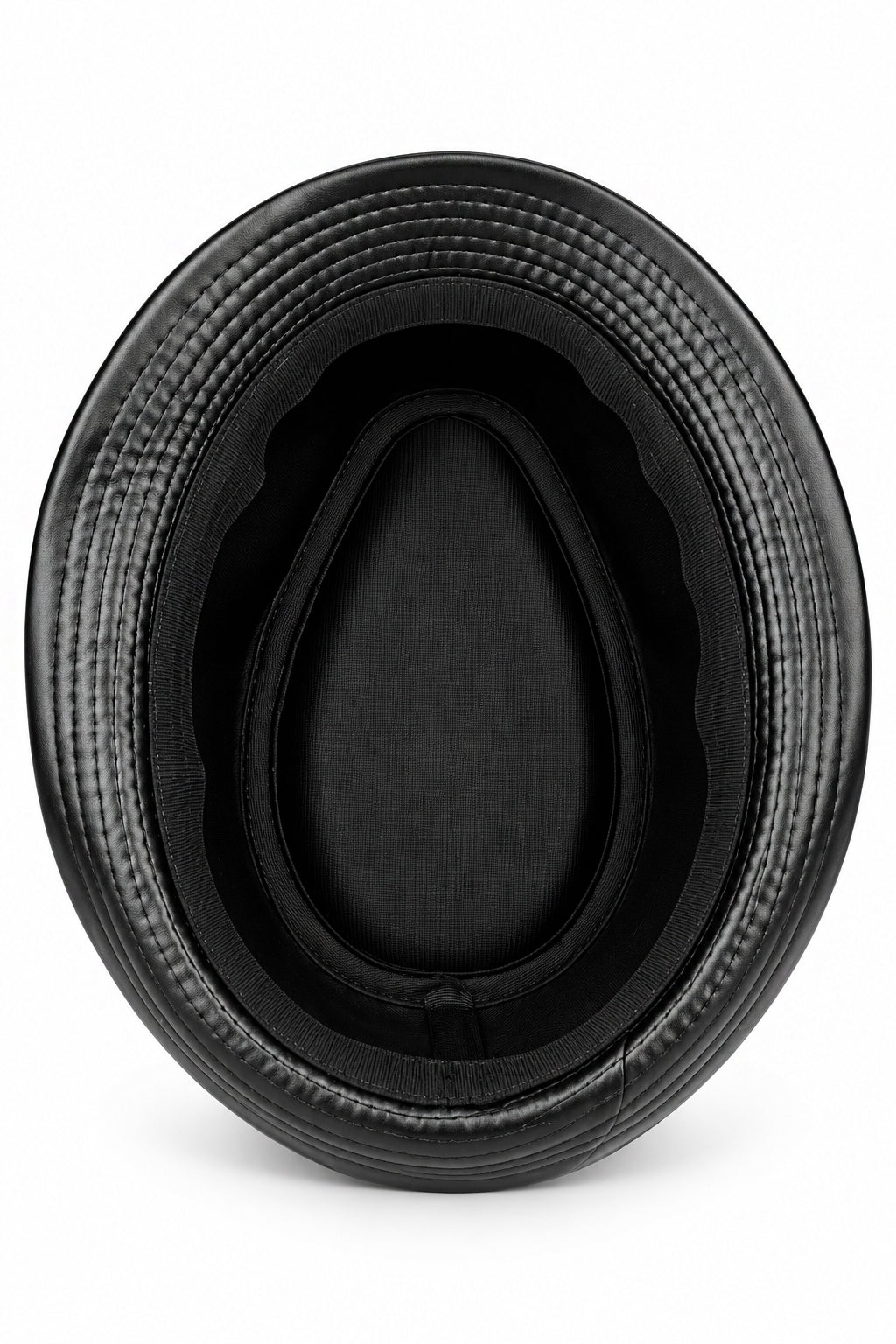 Men’s Black Faux Leather Fedora Trilby Hat