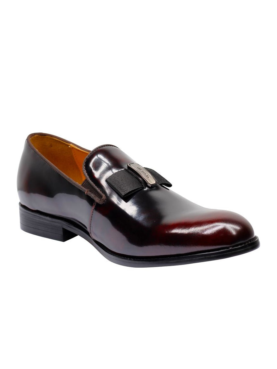 REAL LEATHER BURGUNDY BOW TIE LOAFERS