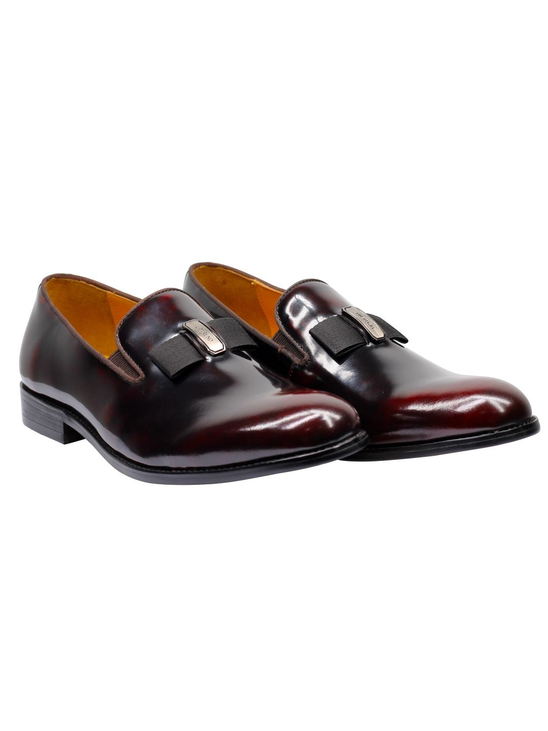 REAL LEATHER BURGUNDY BOW TIE LOAFERS