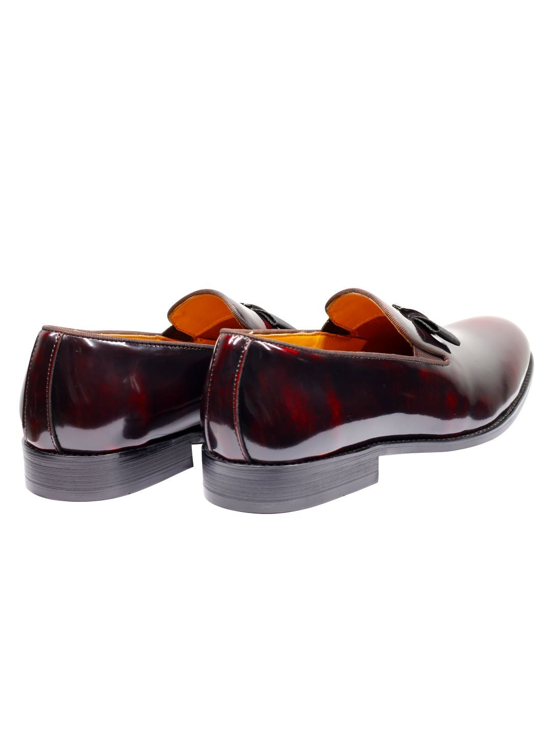 REAL LEATHER BURGUNDY BOW TIE LOAFERS