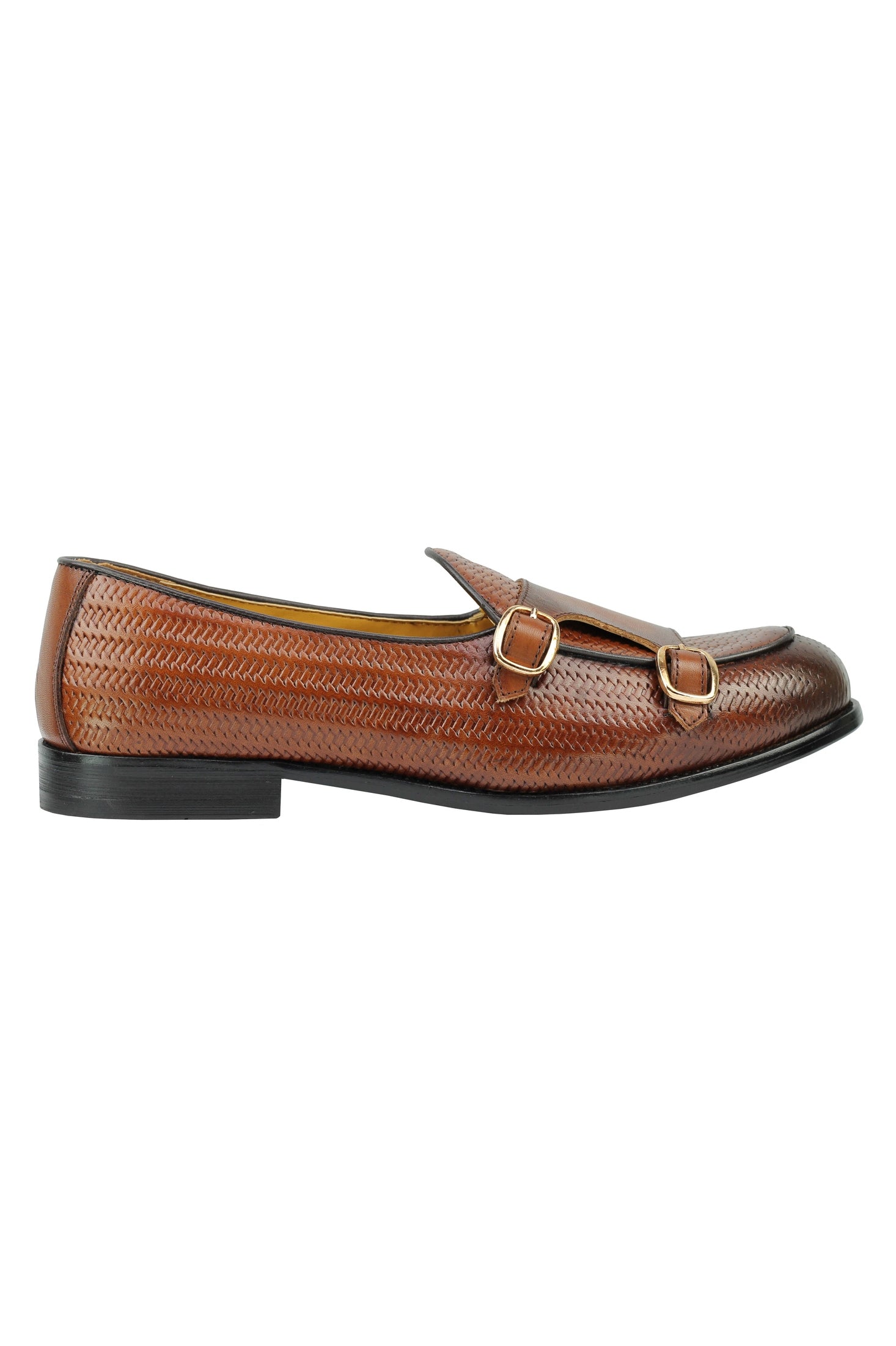 Real Leather Double Monk Strap Brown Loafer