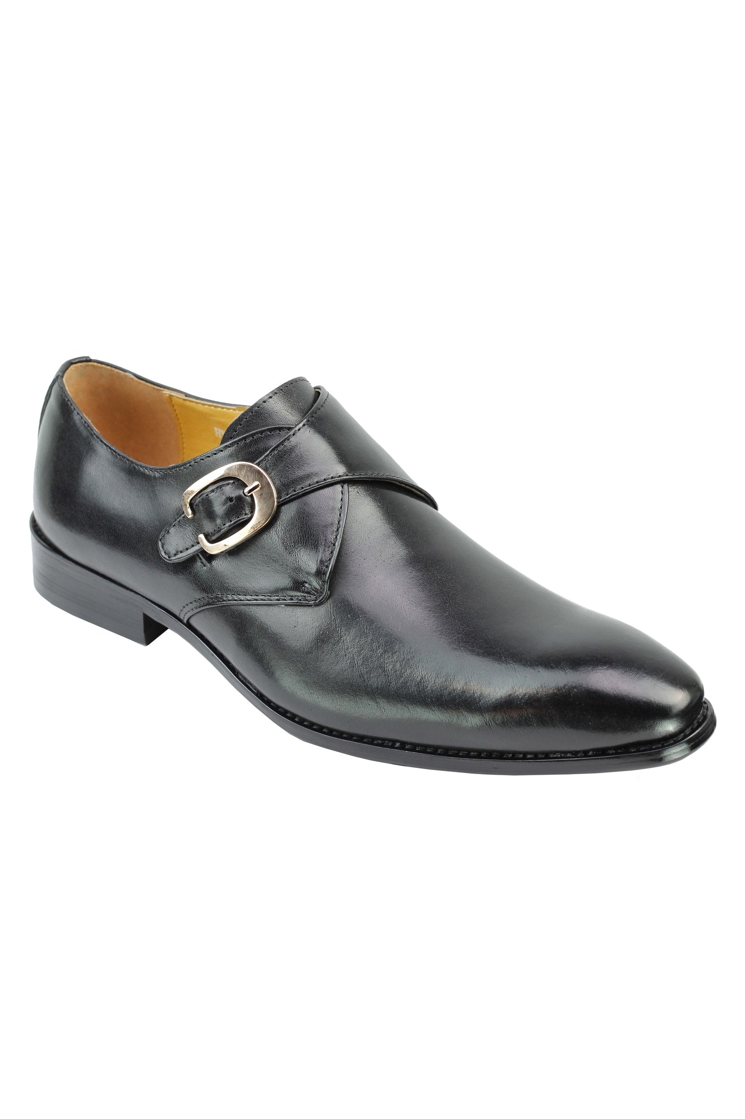 BLACK MONK STRAP REAL LEATHER SHOES