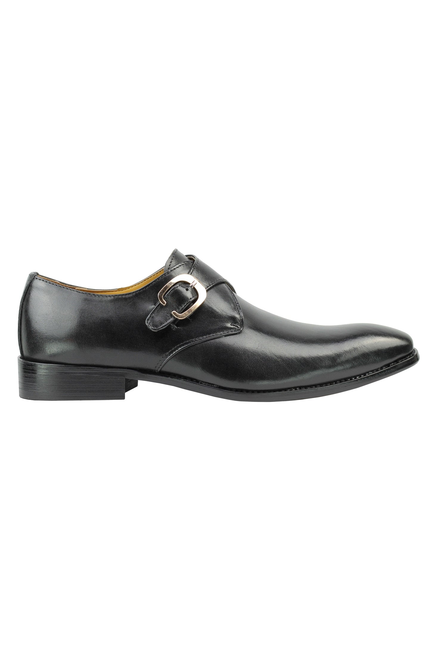 BLACK MONK STRAP REAL LEATHER SHOES