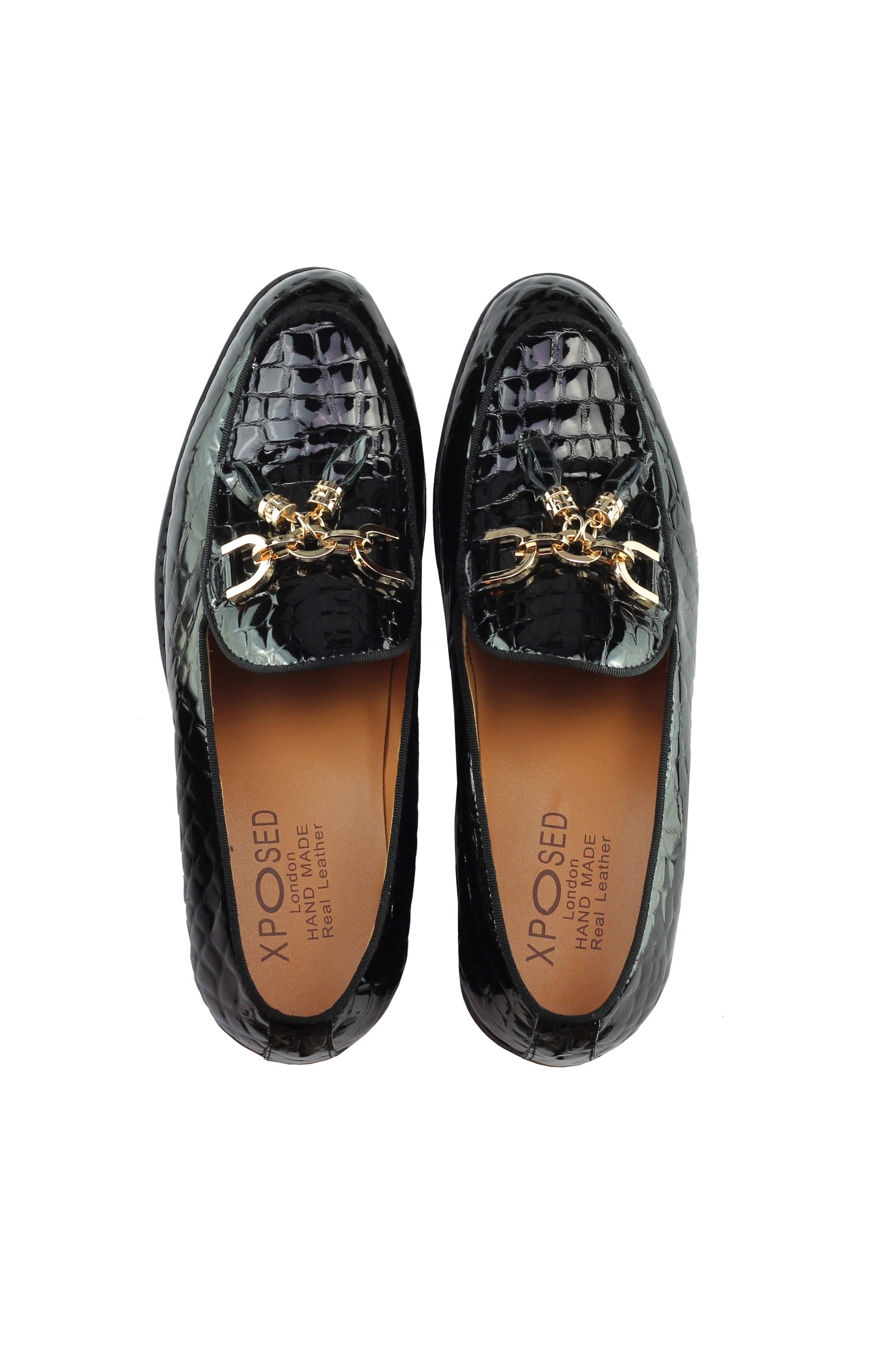 Real Leather Glossy Tassel Loafers