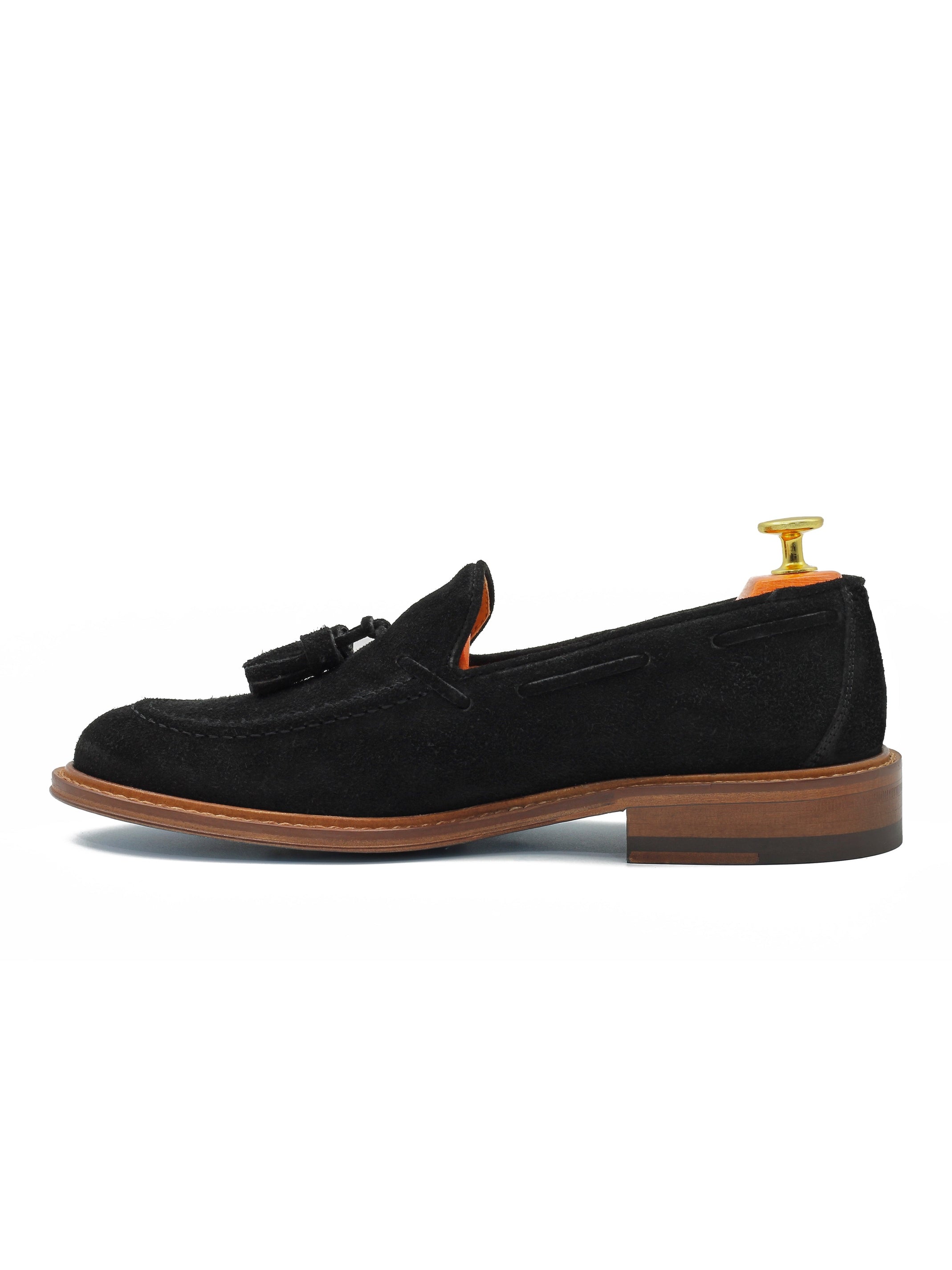 BLACK ITALIAN SUEDE TASSEL LOAFER