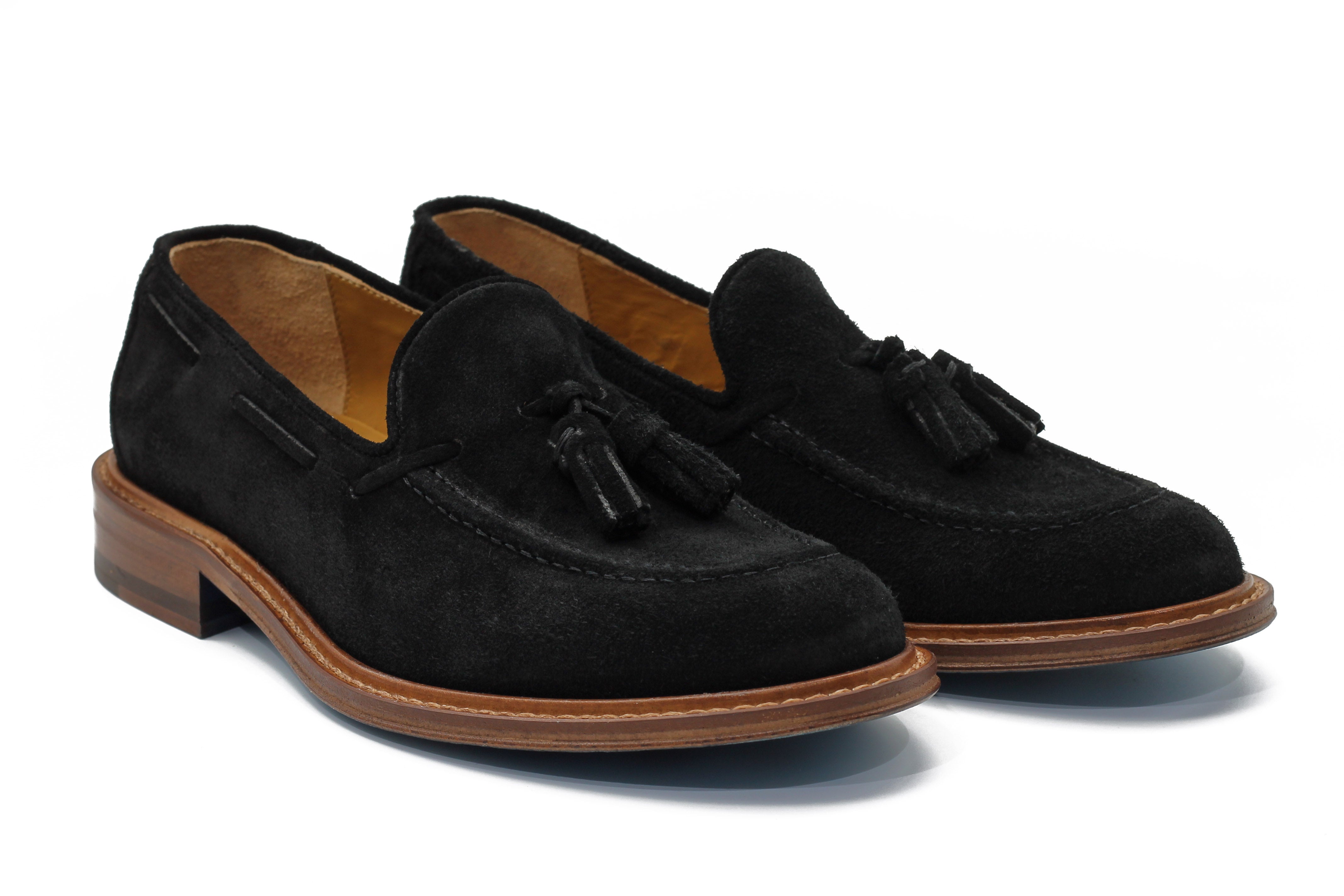 BLACK ITALIAN SUEDE TASSEL LOAFER