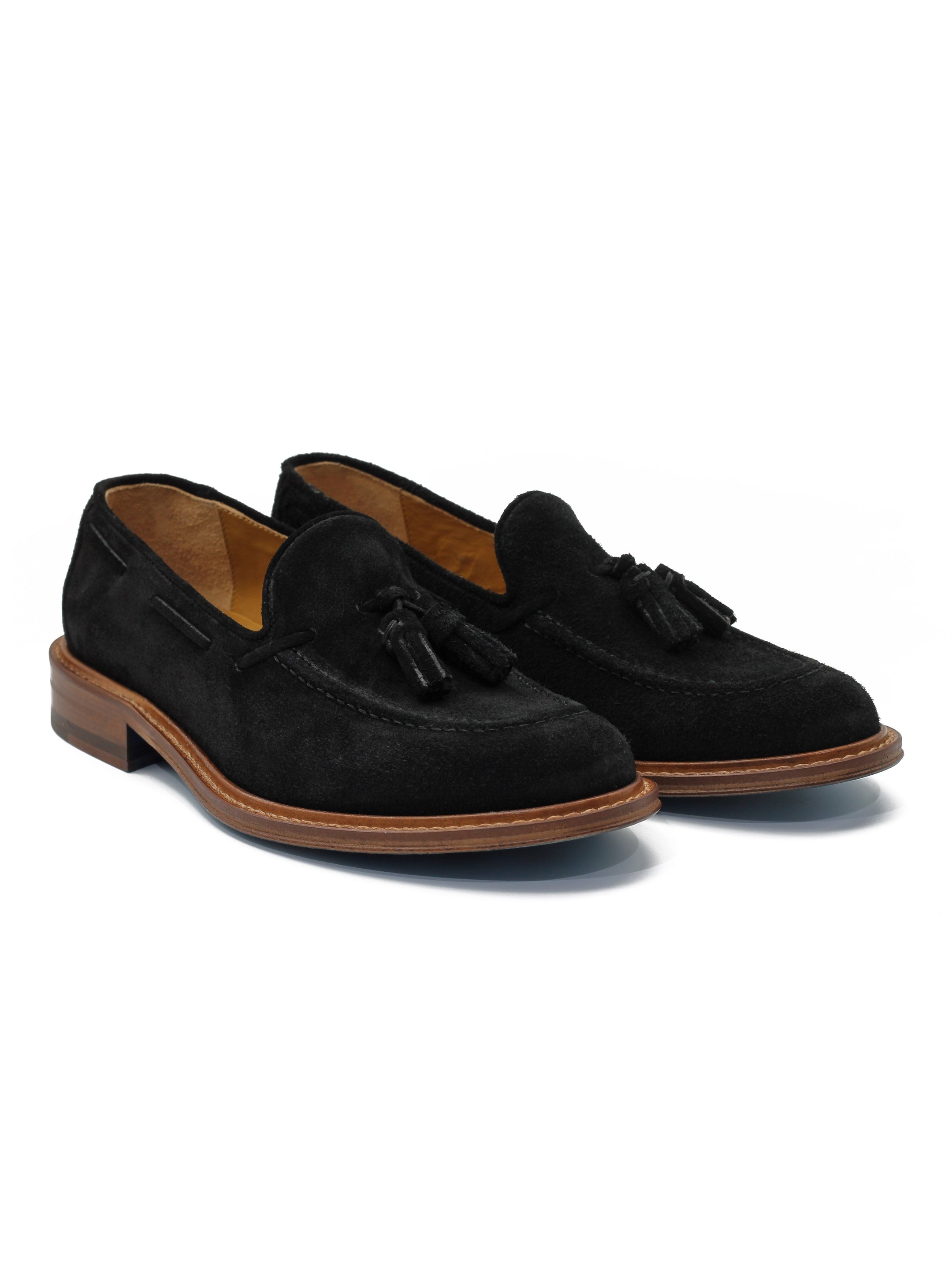 BLACK ITALIAN SUEDE TASSEL LOAFER