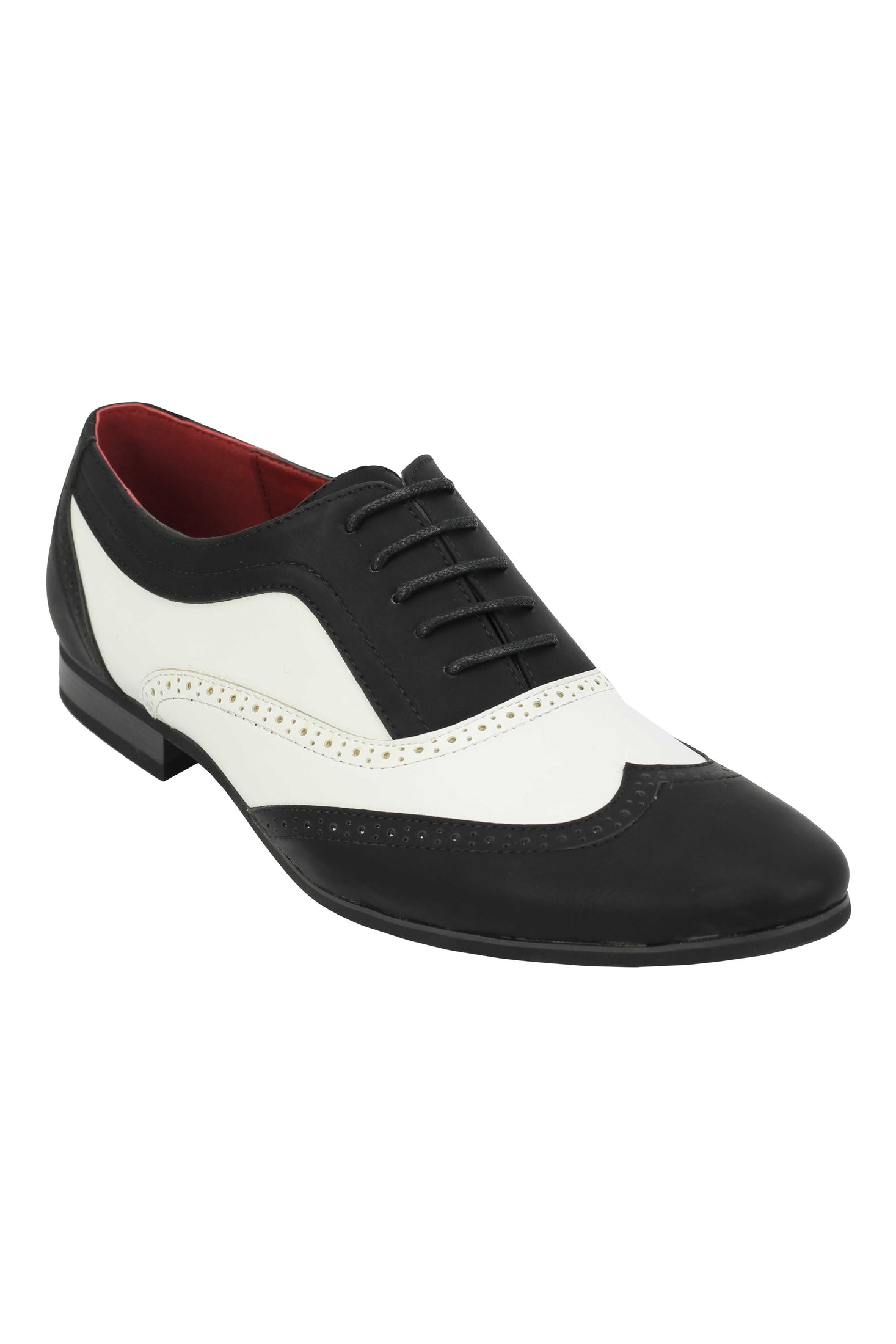 FAUX LEATHER BLACK WHITE LACE UP SHOES