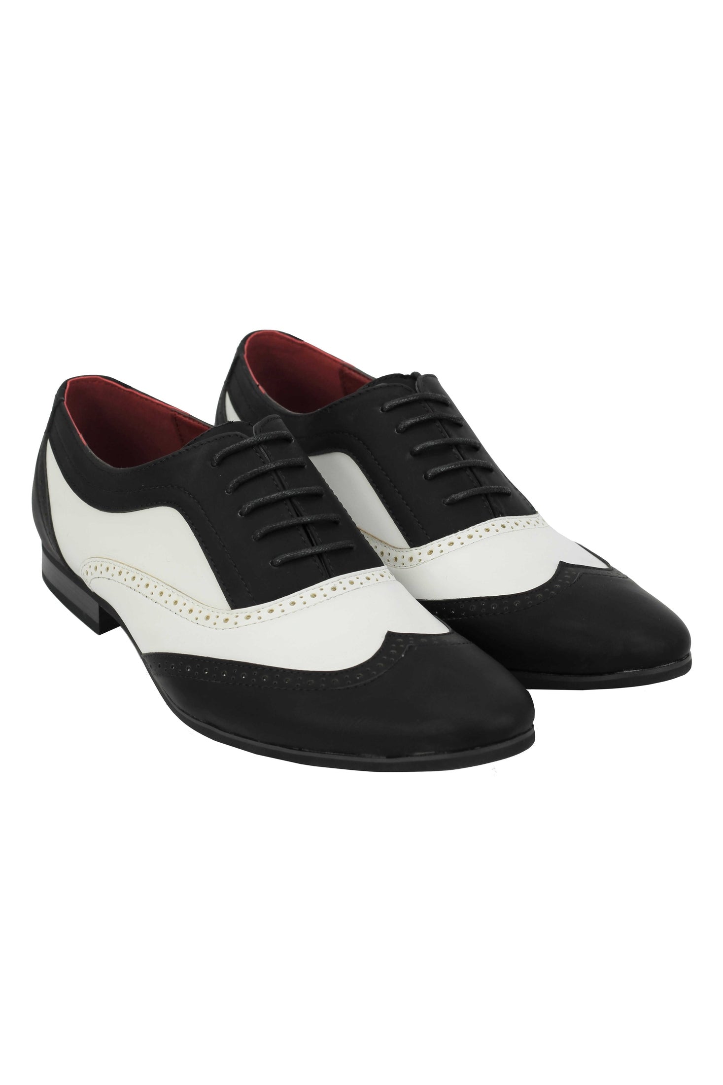 FAUX LEATHER BLACK WHITE LACE UP SHOES