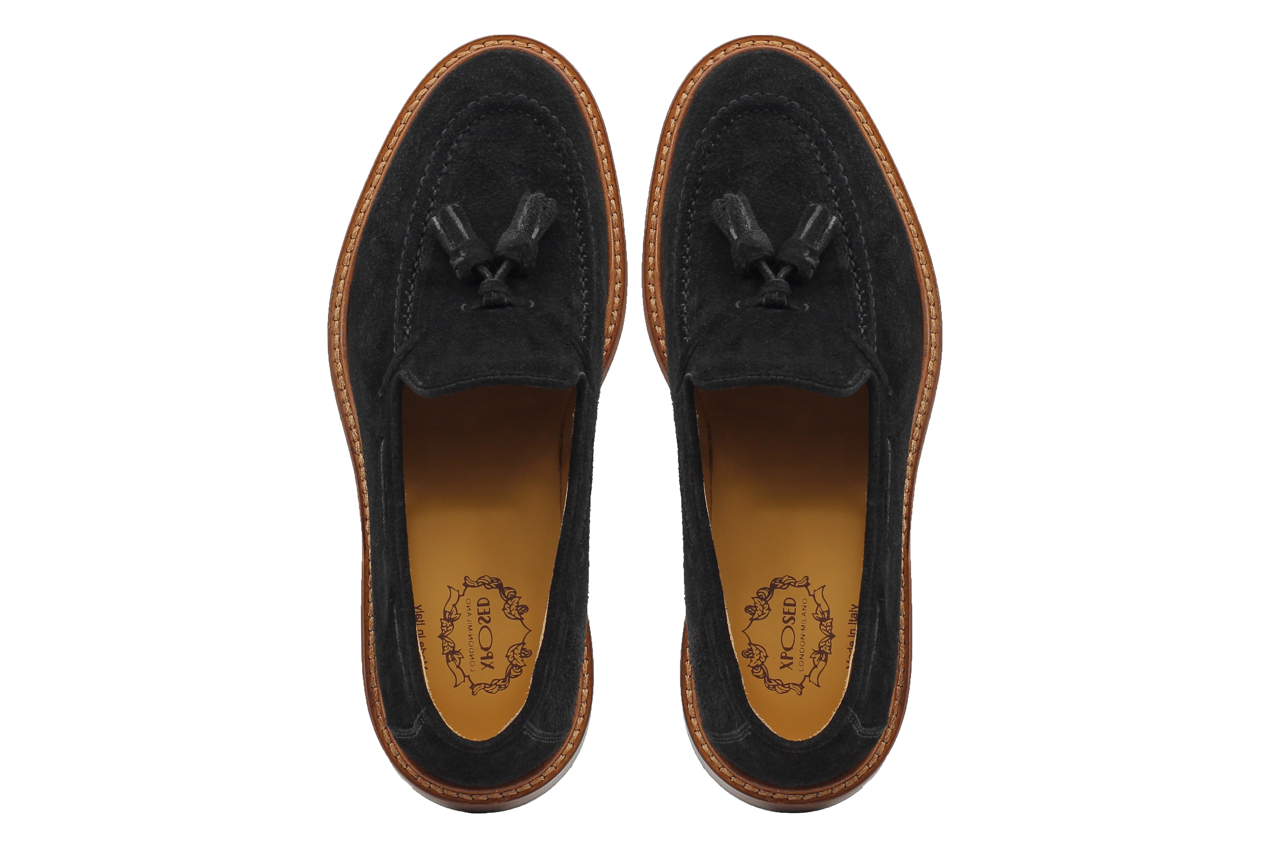 BLACK ITALIAN SUEDE TASSEL LOAFER