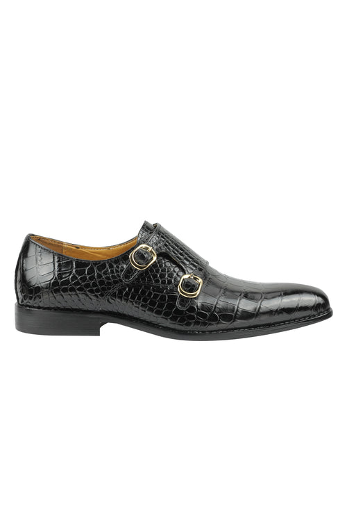 Real Leather print Black Loafers