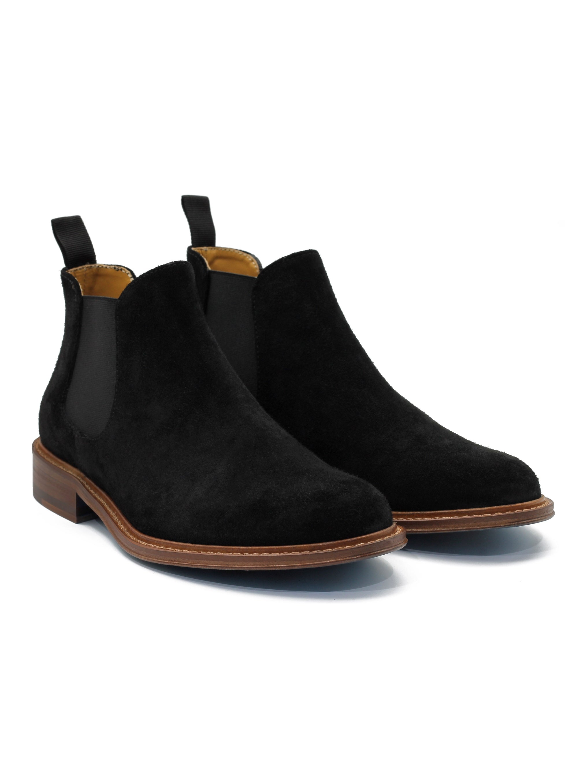 BLACK ITALIAN SUEDE LEATHER CHELSEA BOOTS