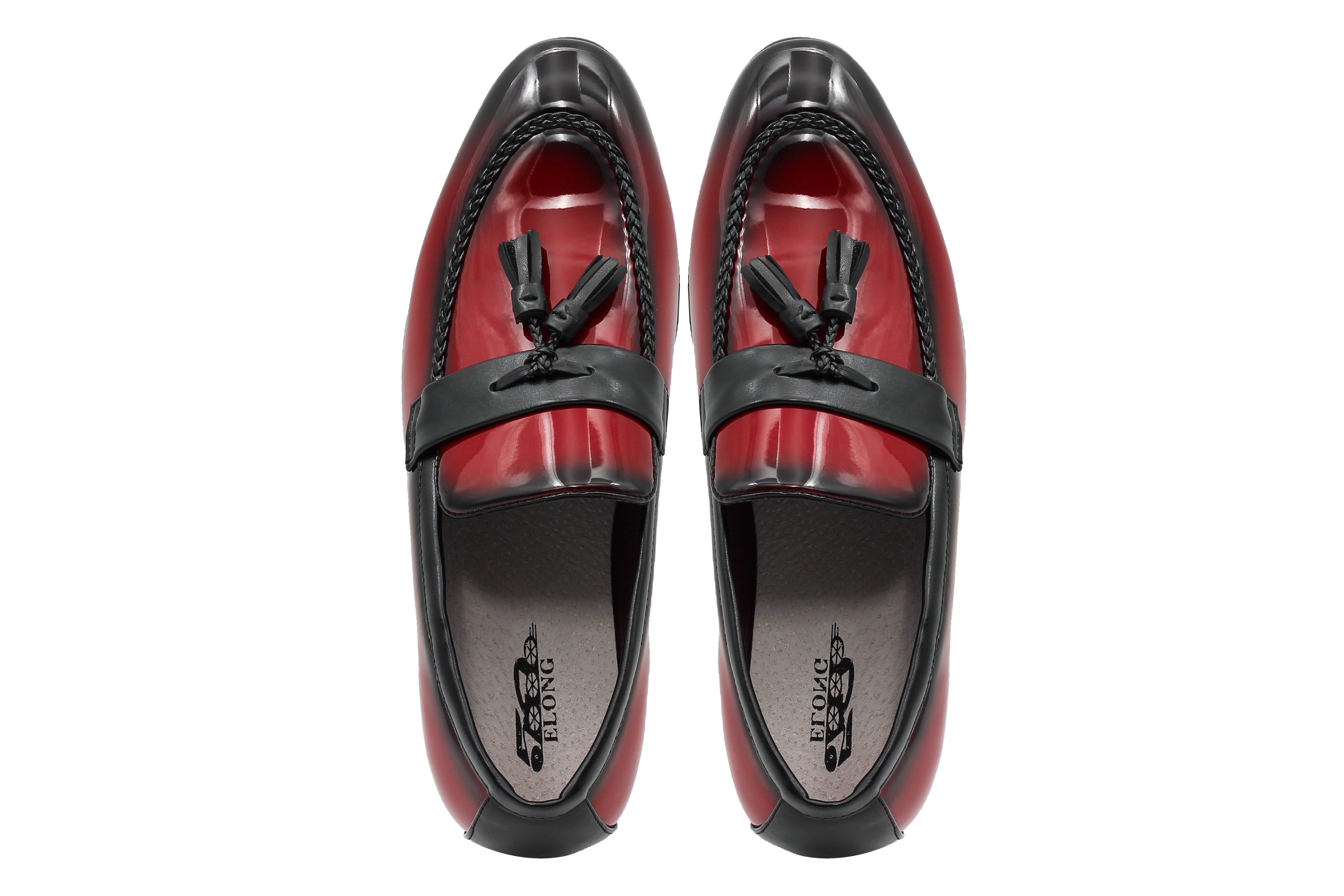 RED GLOSSY TASSEL LOAFERS