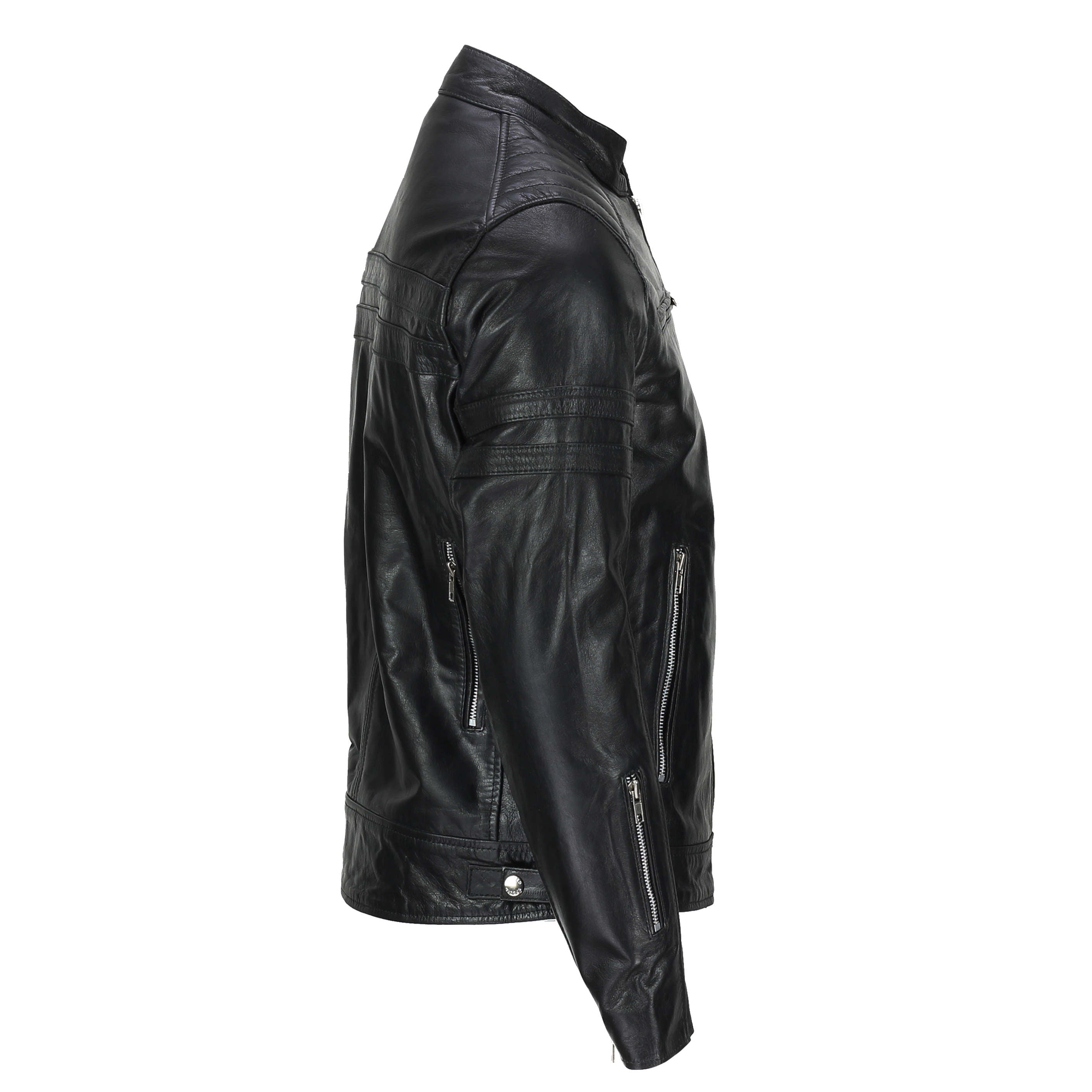 MEN'S BIKER LEATHER JACKET IN BLACK