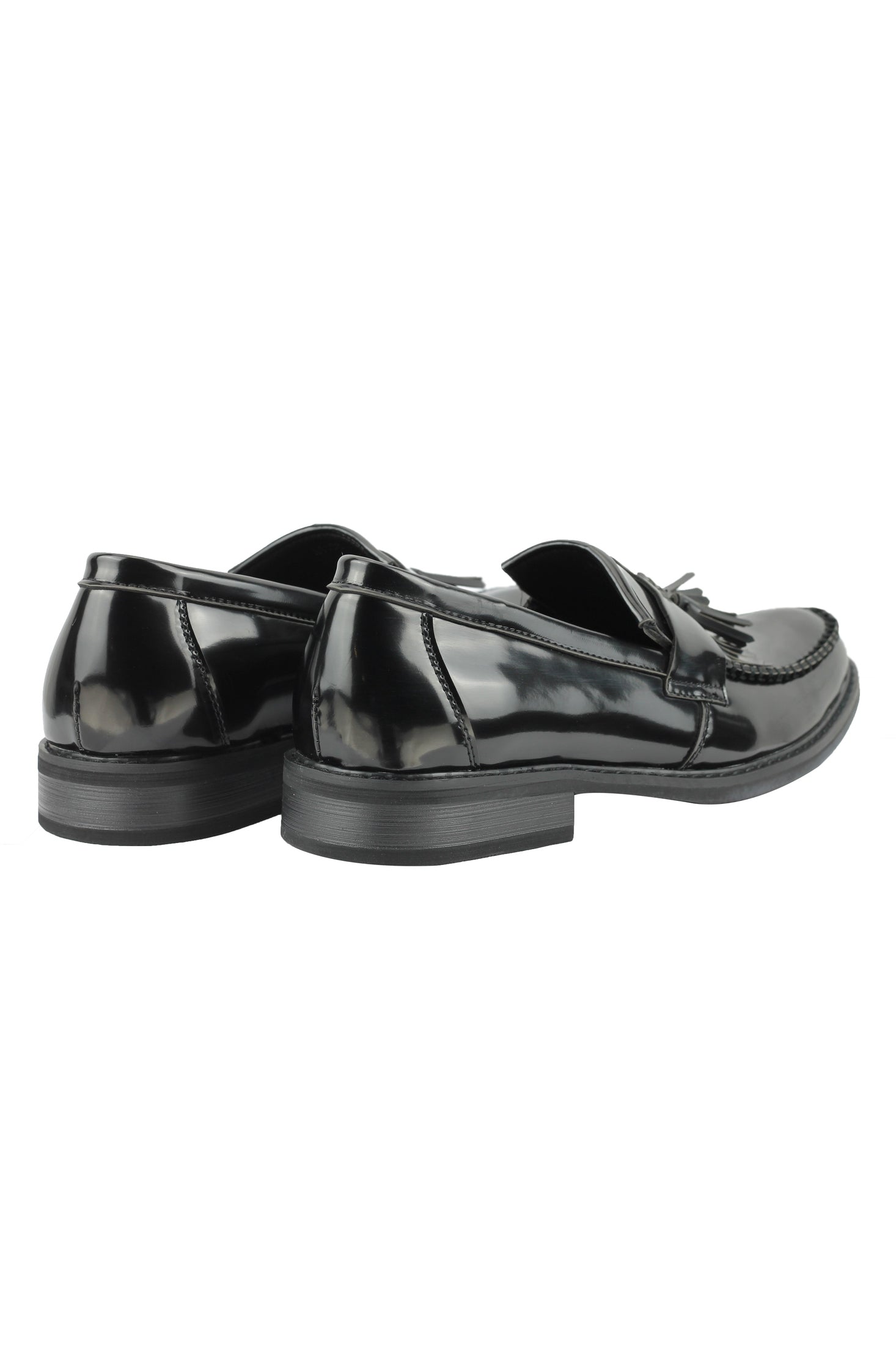 FAUX LEATHER TASSEL LOAFERS IN BLACK