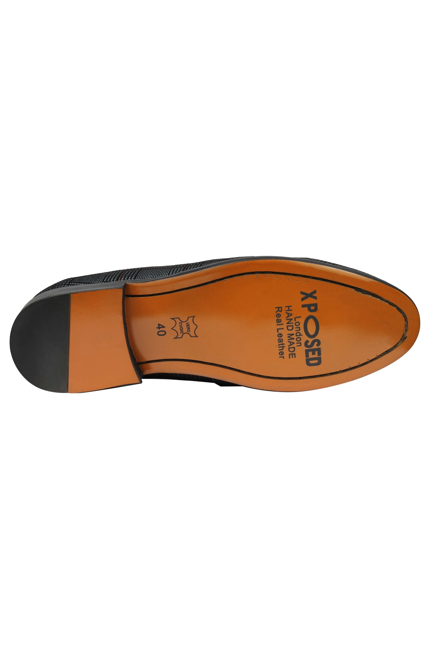 Real Blue Tweed Check Leather Loafers Black