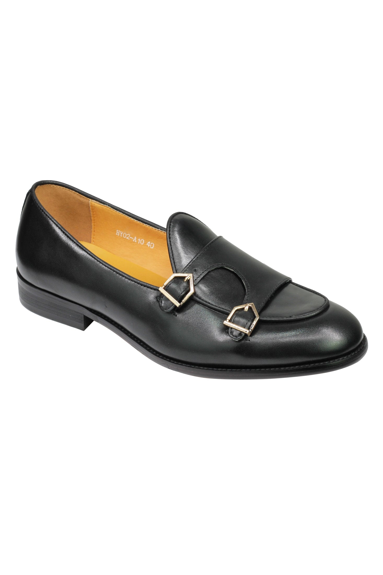 Real Leather Double Monk Loafers Black