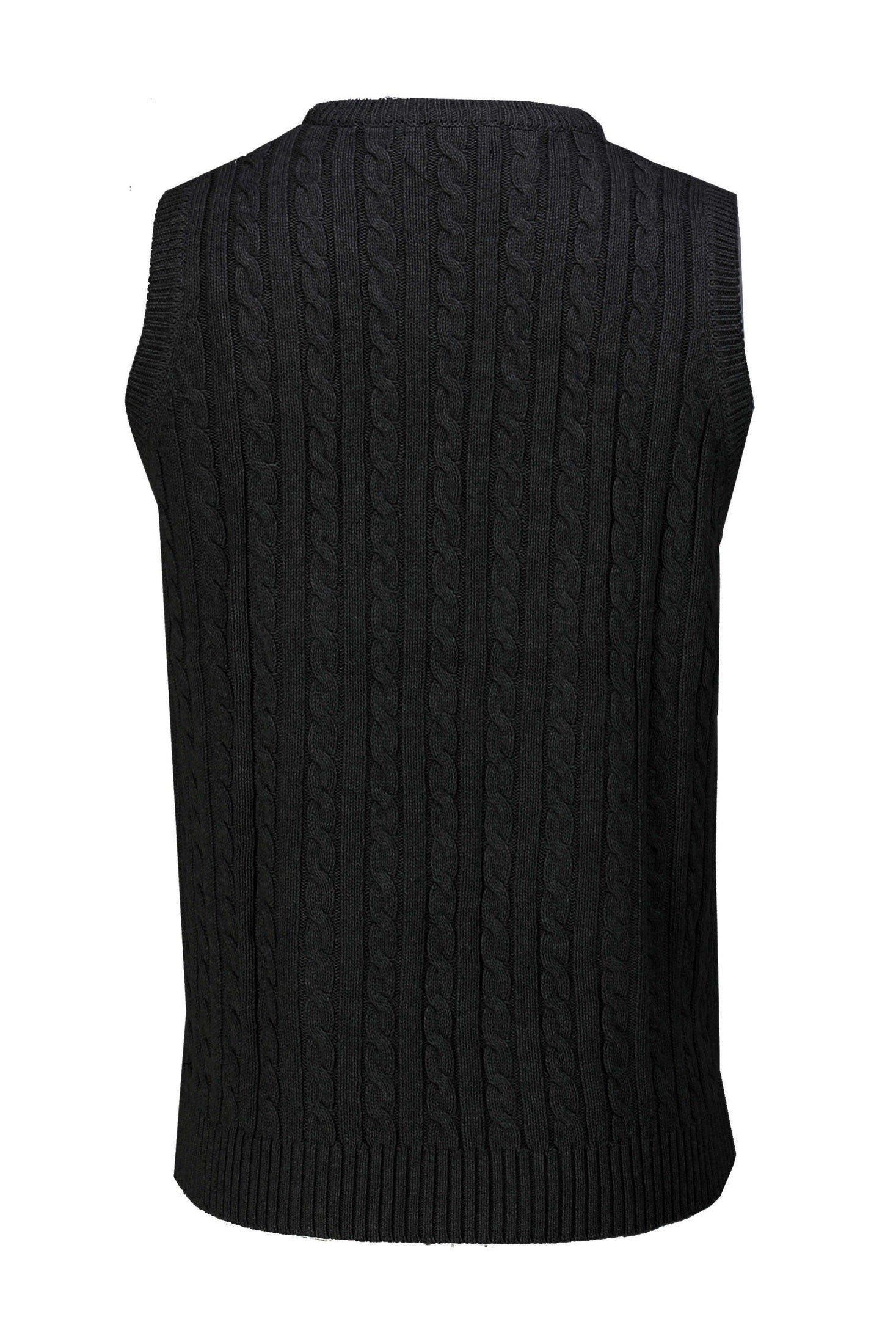 Mens Classic Knitted Sleeveless V Neck Black Jumper
