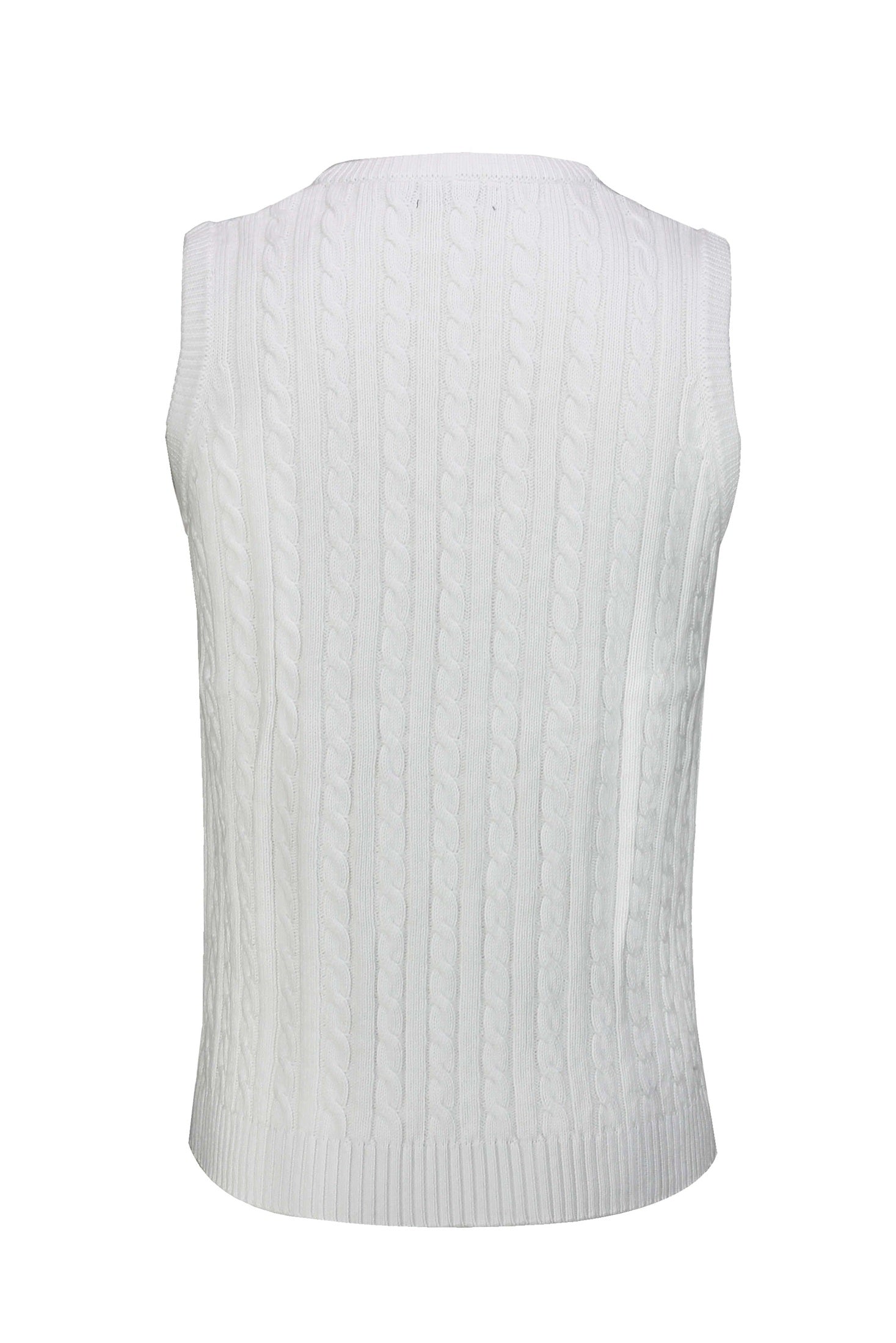 Mens Classic Knitted Sleeveless V Neck White Jumper