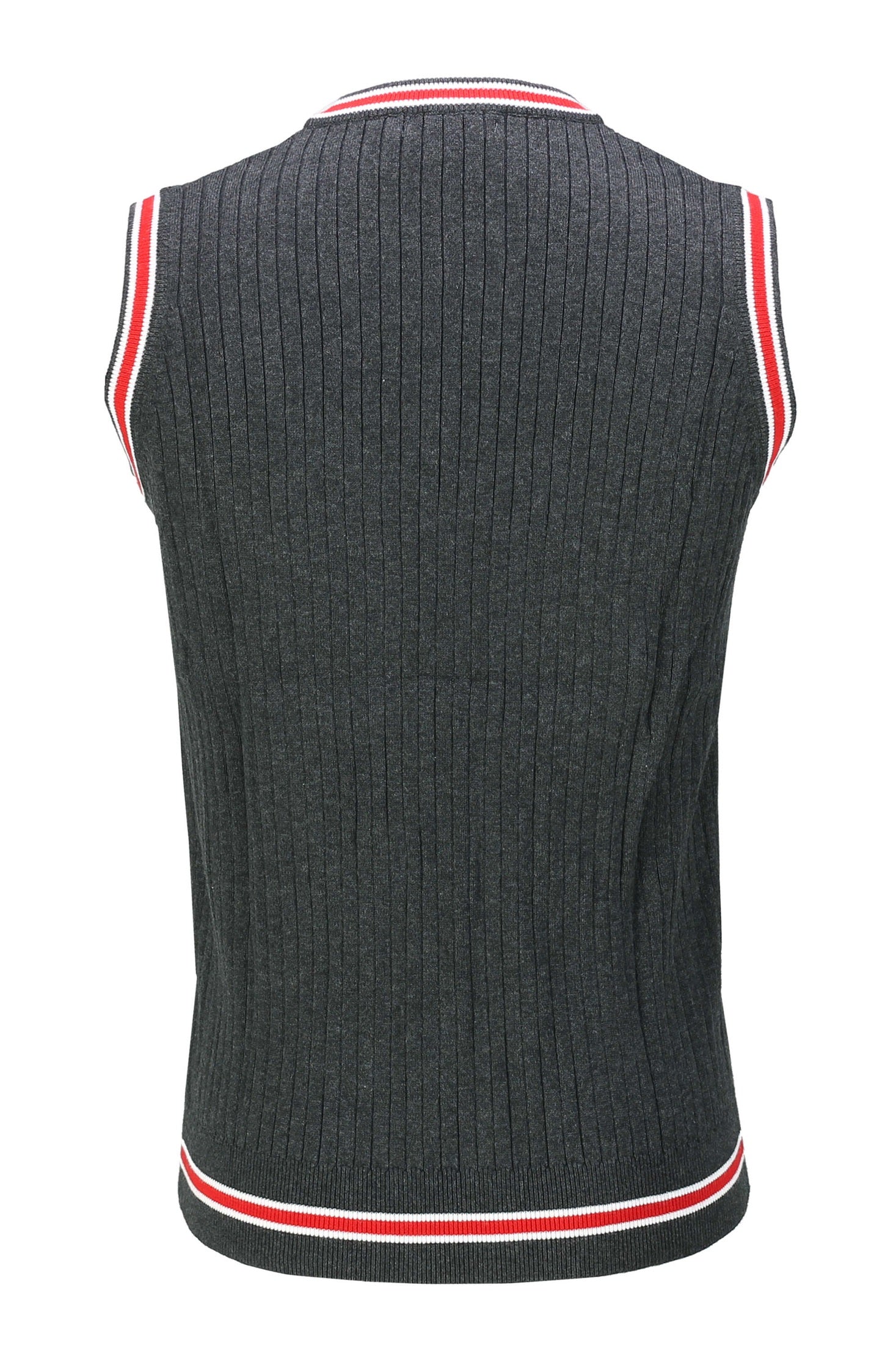 Mens Sleeveless V Neck Grey Jumper Knitted Vest