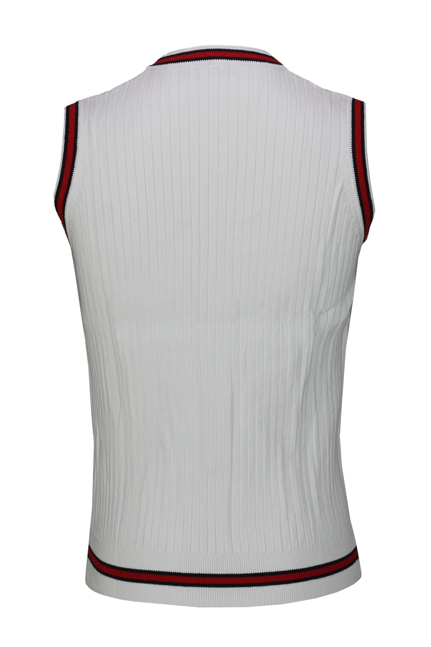 Mens Sleeveless V Neck White Jumper Knitted Vest