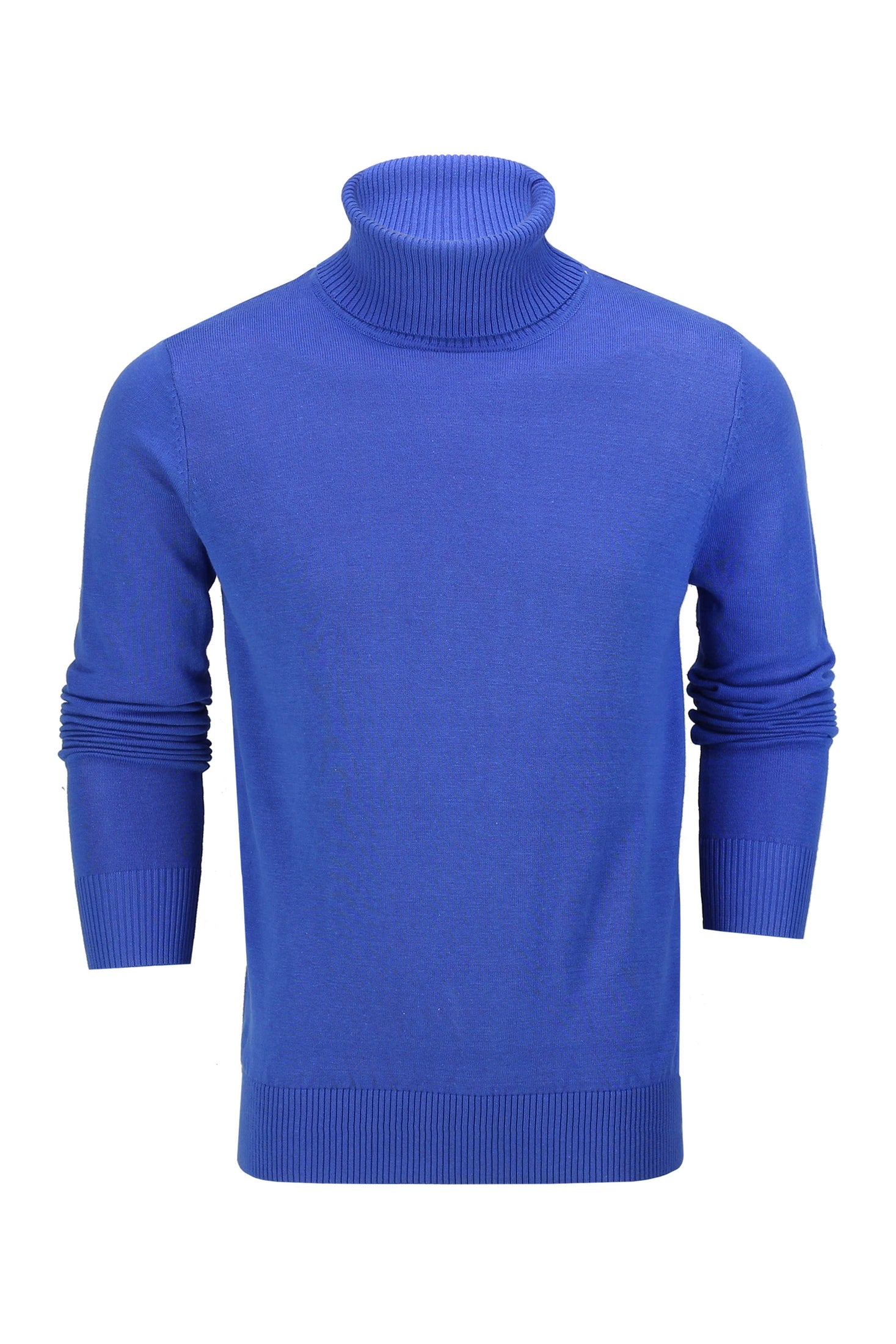 ROLL NECK JUMPER LIGHTWEIGHT STRETCH COTTON, ROYAL BLUE