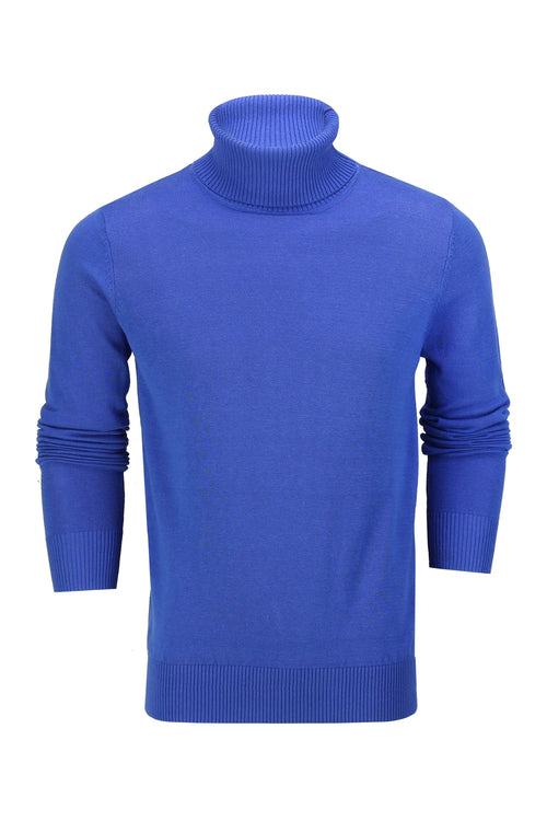 ROLL NECK JUMPER LIGHTWEIGHT STRETCH COTTON, ROYAL BLUE