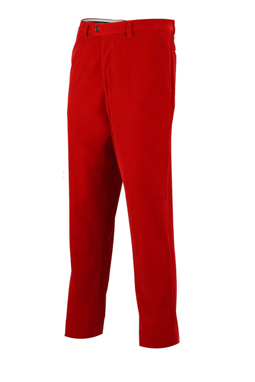 Jess - Mens Red  Slim Fit Soft Velvet Formal Dress Suit Pants
