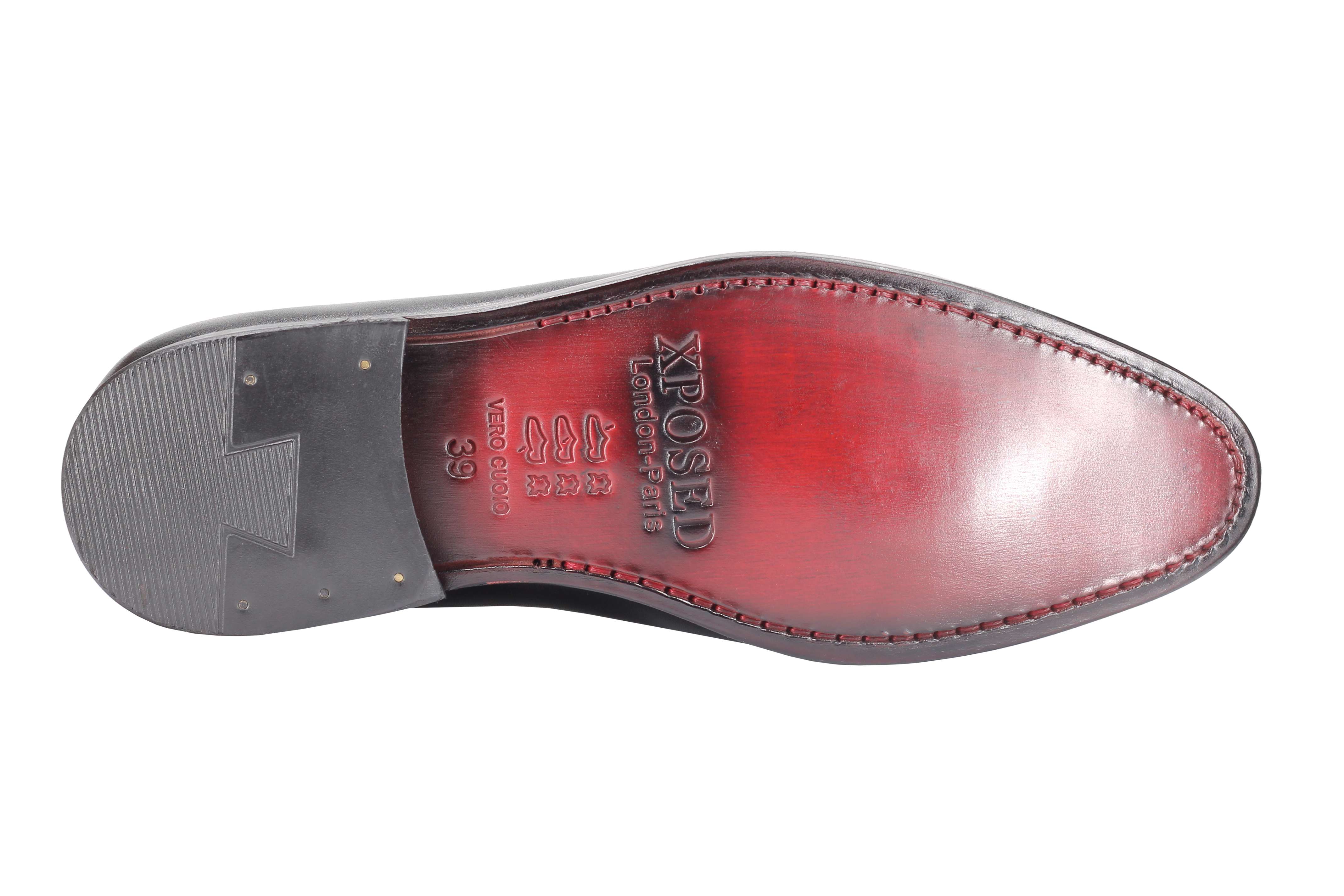 BLACK CALF LEATHER SOLE TASSEL LOAFERS