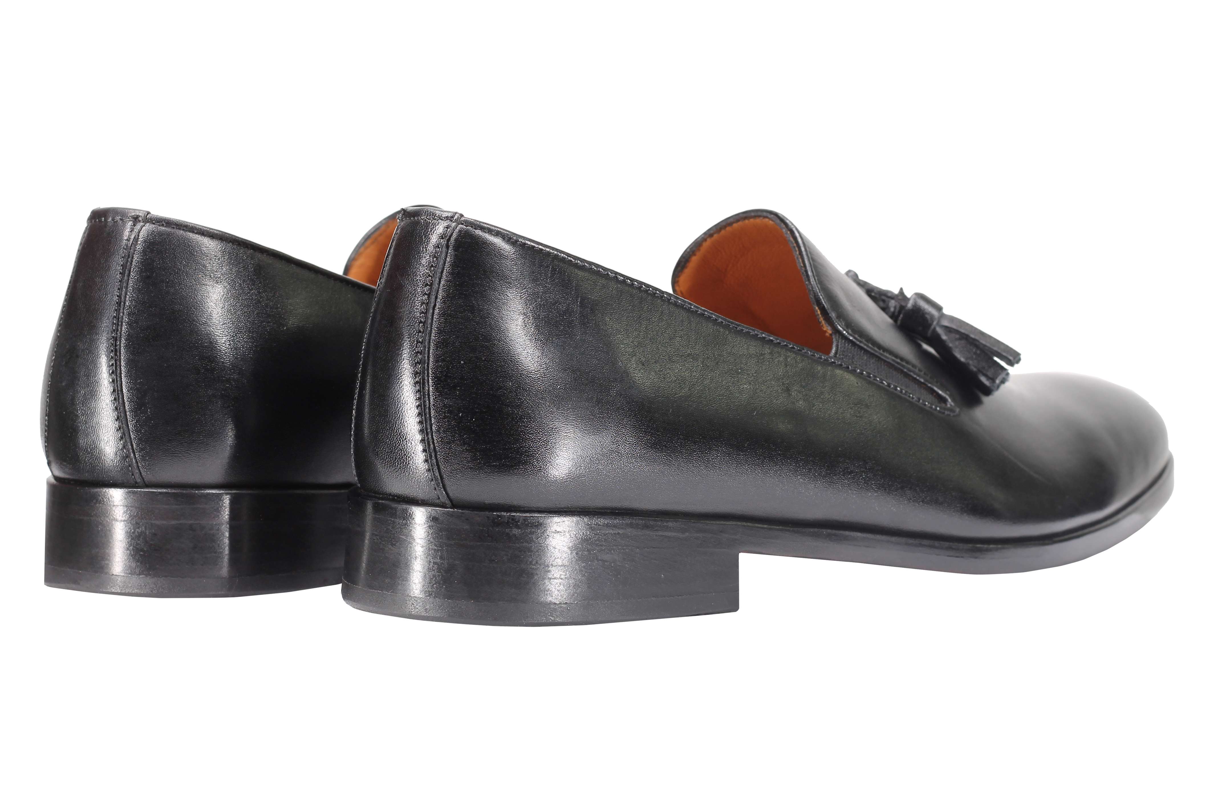 BLACK CALF LEATHER SOLE TASSEL LOAFERS