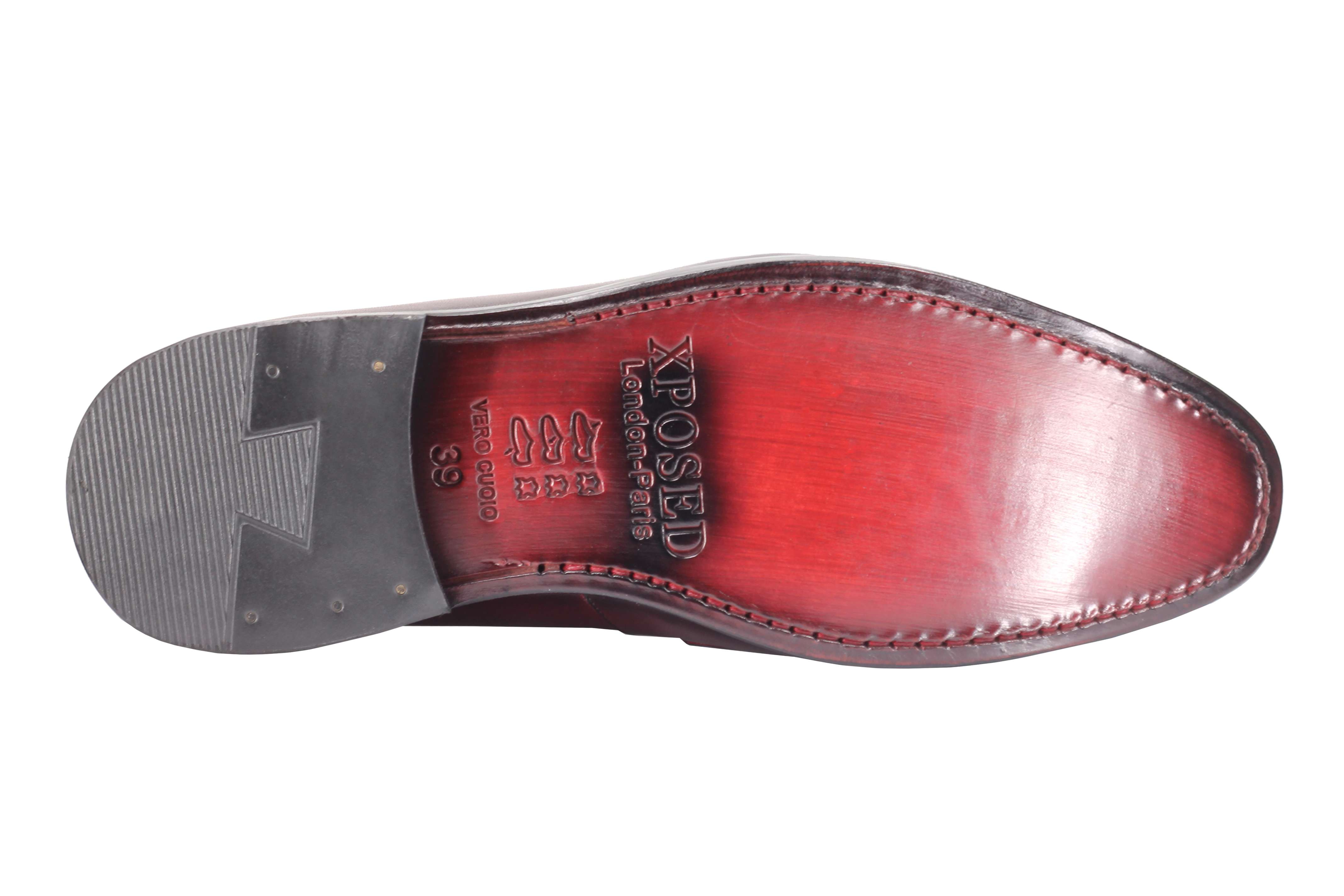 Real Leather Double Monk Shoes in Wine